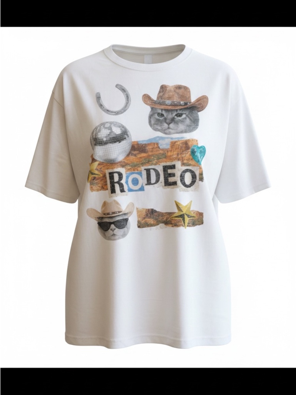 Natural Cowboy Kitty Cat Disco Rodeo Graphic Tee